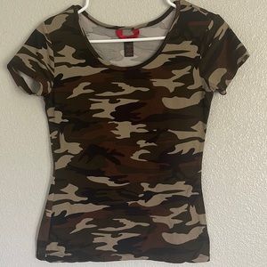 Hot Kiss Soft Brushed Camouflage Fitted Tee